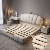 Lit en cuir capitonné au design haut de gamme, meubles élégants pour chambre à coucher, lit king-size, lit capitonné de style français pour la maison