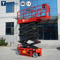 Plateforme élévatrice à ciseaux électrique avec plateau pivotant et soupape de descente d'urgence, hauteur de travail 8m, capacité 230kg pour centres logistiques