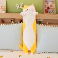 Boneka Hewan Plush Desain Baru Grosir, Bantal & Alas Tidur Kucing Panjang, Mainan Hewan Plush Warna-warni untuk Anak-anak