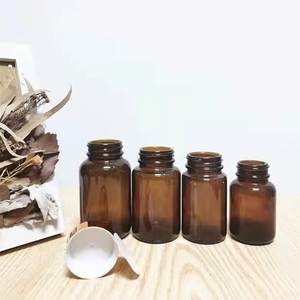 60ml 70ml 100ml 120ml 150ml 200ml 250ml 300ml bottiglia rotonda in vetro ambra marrone capsula a bocca larga con coperchio in oro - Product Image 3