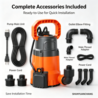 Pompe à eau submersible automatique haute pression avec capteur, OEM, portable, 1/3 CV, pour vidange de piscine et drainage de sous-sol inondé