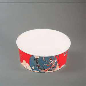 Bols à salade en papier avec logo personnalisé et couvercles transparents 750 ml, contenants alimentaires jetables ronds en kraft, bol pour poulet frit - Product Image 2