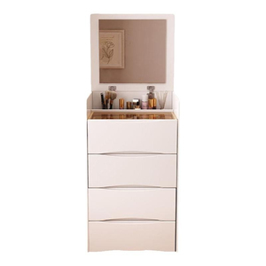 Tocador Blanco Nórdico con Espejo Plegable para Dormitorio, Tocador de Maquillaje con Espejo y Luz - Product Image 1