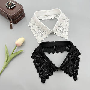 LHY Fashion Opstaande Kraag van Polyester met Strass en Geborduurde Kraalversiering, Afneembare Kantkraag Accessoire - Product Image 1