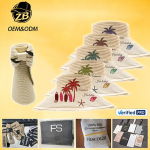 Viseras de ala ancha con logo personalizado HKZB, sombreros de paja plegables, sombrero de paja portátil plegable para pesca al aire libre unisex - Product Image 1