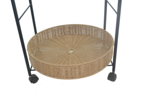 Folding Multifunction 3-Tier Display Stand Removable PP Rattan &amp; Metal <strong>Wire</strong> <strong>Basket</strong> <strong>for</strong> Kitchen &amp; Home <strong>Storage</strong> - Product Image 4