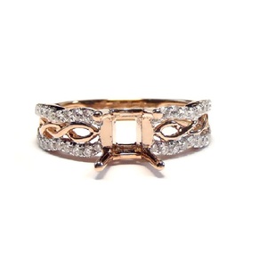 Engage OEM/ODM Design peu coûteux 18k Rose Gold 100% Natural Diamond Fine Jewelry Bagues de fiançailles semi-montantes pour dame - Product Image 1