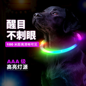 Collier lumineux à LED pour chiens et chats, rechargeable, pour utilisation nocturne, couleur unie, matériau plastique, collier pour animaux de compagnie quatre saisons - Product Image 4
