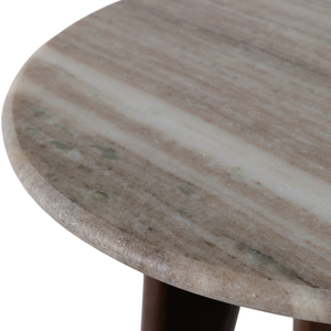 Tavolino con piano in marmo e base scultorea in legno per l'arredamento della casa e piccoli spazi - Product Image 6