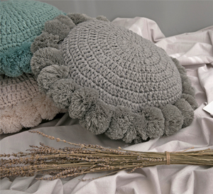 <span class=keywords><strong>Xn</strong></span>-cojín de ganchillo hecho a mano con borlas para decoración del hogar, nudo acrílico redondo y grueso con borlas y Pompón, bohemio - Product Image 5
