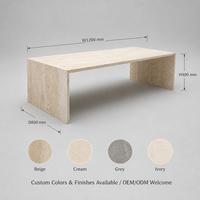 Table basse en travertin pour salon, vente en gros OEM&ODM, table rectangulaire en pierre, table moderne en travertin beige pour maison et villa