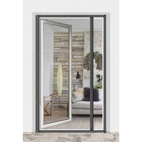 Moustiquaire plissée sans rail, pliable et rétractable, avec cadre en aluminium antirouille pour porte de suite d'hôtel ou de complexe hôtelier
