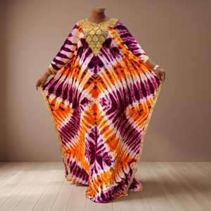 Nouveau Style mode femmes indiennes caftan été coton rayonne robe ample à manches longues imprimé grande écharpe dentelle décoration taille libre - Product Image 3
