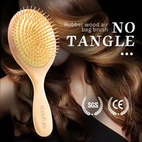 Brosse à cheveux ovale en bois avec coussin d'air, personnalisable avec logo, pour femmes et hommes, vente en gros OEM ODM sous marque privée