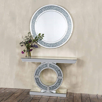 Meubles de salon Silver Mirror Crushed Diamond Rectangle console table avec miroir mural de salon
