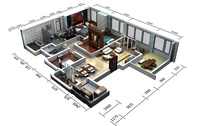 BOTON STONE Rendu 3D d'appartement moderne, architecture intérieure, décoration intérieure, design graphique pour la maison