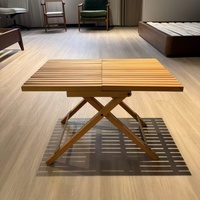 Table d'appoint pliable en bois de hêtre massif, design compact et peu encombrant pour les petits espaces, portable intérieur/extérieur, couleur personnalisable disponible
