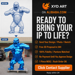 Estatua de <span class=keywords><strong>Gorila</strong></span> Gigante Personalizada de Tamaño Real, Escultura de Animal de FRP para Exteriores, Decoración para Parques Temáticos, Zoológicos y Entradas de Centros Comerciales - Product Image 6