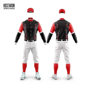 HOSTARON अनुकूलित टीम का नाम नंबर पुरुषों की बेसबॉल वर्दी सूट ब्लैक बेसबॉल सॉफ्टबॉल पहनें पुरुषों की शर्ट टॉप टिकाऊ