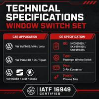 5ND959855 5K3959855 5K0959855 Otomatik Cam Kaldırma Anahtarı Vw GOIF5 SKODA için JETTA MK5 TOURAN için PASSTA B6 MAGOTAN için
