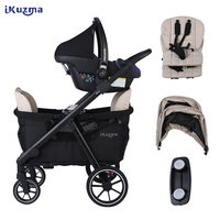 Voyage en plein air de luxe confort pliable pliable 4 roues double 2 sièges enfants bébé poussette chariot Wagon avec auvent