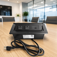 Prise de courant encastrée escamotable en alliage d'aluminium avec 2 prises AC et 1 port USB-C pour table de salle de réunion et bureau
