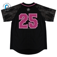 Maillot de baseball pour hommes Pure for Men's, motif ruban rose de sensibilisation au cancer du sein, pour softball, noir, avec maillots de baseball noirs