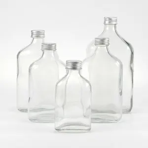 Copos planos vazios transparentes, 50ml 100ml 200ml 250ml 350ml 500ml, preparação fria, café leite garrafa de vidro para bebidas de suco de chá, garrafa de vidro