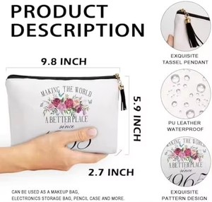 Borsa Trucchi Grande in Tela con Cerniera, Eco-Friendly, alla Moda, Portatile, da Viaggio, Regalo di Compleanno <span class=keywords><strong>per</strong></span> Nonna e Mamma - Product Image 5