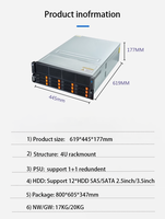 4U 5U 11U 6U Caja de servidor de montaje en rack con Psu redundante 1 + 1 12 * Servidor de conector MiniSAS /SATA intercambiable en caliente