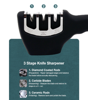 Aiguiseur de couteaux professionnel à trois étapes, diamant multi-grains 4-en-1, pour accessoires de cuisine