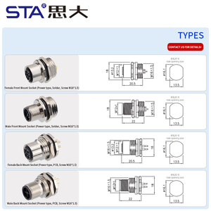 Eléctrico M12 S código soldadura Pcb señal en ángulo recto <span class=keywords><strong>3</strong></span> 4 Pin PG9 M16 macho hembra soldadura proteger cubierta conector Cable - Product Image 6