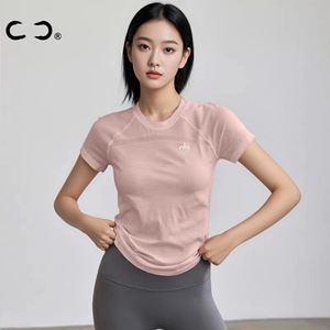 Women's T-Shirt Round <b>Neck</b> Quick Dry Slim Fit Short Sleeve Daily Wear Sports Outdoor Casual Nylon Knitted Top - Product Image 3