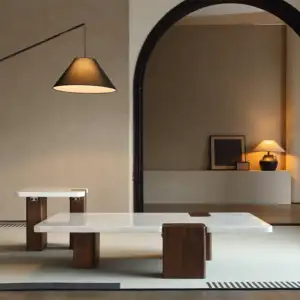 Nova mesa de centro quadrada de pedra de mármore, mesa de centro moderna e simples para sala de estar
