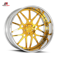 Jantes en alliage d'aluminium forgé polies en 2 parties, 18-22 pouces, design multi-rayons à lèvre argentée profonde pour Benz Audi Porsche Ferrari