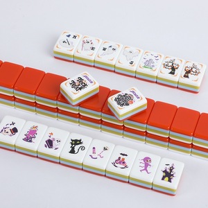 Jeu de mahjong américain en acrylique à quatre couches, thème Halloween orange, ambiance festive - Product Image 4