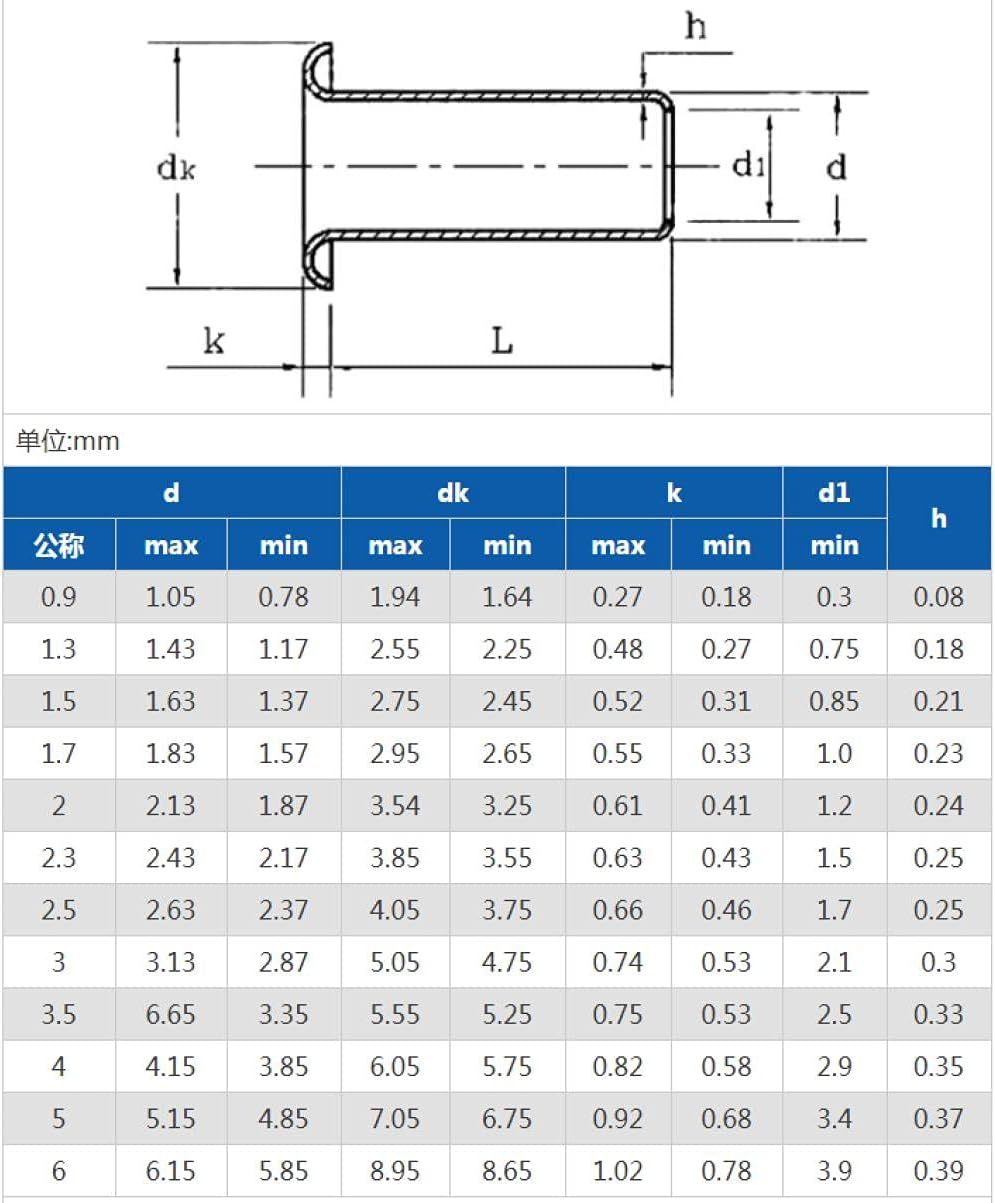 Brass Hollow Rivets Tubular Eyelet M0.9 M1.3 M1.5 M1.7 M2