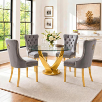 Ensemble de table et chaises de salle à manger de luxe en acier inoxydable et marbre, style italien, pour 4, 6 ou 8 personnes, idéal pour restaurant