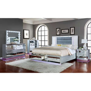 Popolare moderno Glam mobili in vetro e bianco MDF pittura per mobili per la casa <span class=keywords><strong>letto</strong></span> a specchio - Product Image 5