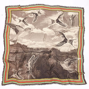 Sciarpa quadrata invernale personalizzata in lana di seta modale Cashmere stampa digitale stile Vintage per feste - Product Image 4