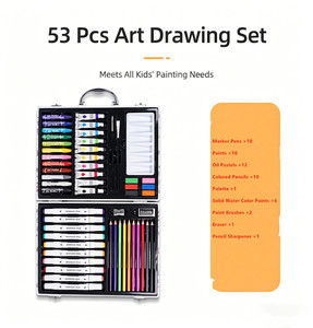 ชุดวาดเขียนสำหรับเด็ก 53 ชิ้น ดีไซน์น่ารัก พร้อมดินสอสี ปากกามาร์คเกอร์ ชุดระบายสี สำหรับเด็ก ชุดเครื่องเขียนของขวัญสุดหรู - Product Image 5