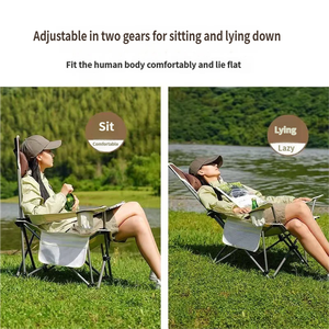 Portable Outdoor <b>Folding</b> Recliner <b>Footstool</b> Comfortable Headrest Fishing Picni Durable and Convenient Beach Camping Chair - Product Image 5