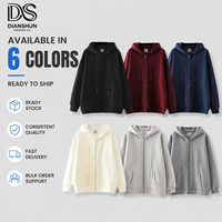 Sweat à capuche unisexe en polyester/coton 460 GSM avec fermeture éclair, texture robuste, doublure contrastante, cordon de serrage réglable, coupe courte et ample, idéal pour l'automne – En stock