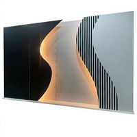 Backdrop Pernikahan Akrilik PVC Custom, Dinding Latar Belakang 3D Putih Hitam Modern untuk Dekorasi Panggung Acara Pesta, Mudah Dipasang