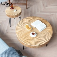 Table basse de salon circulaire en bois rétro, style nordique, créative, moderne, table d'appoint en bois, meubles