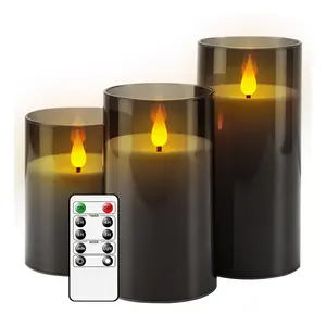 Home outside decor art candle customized color acrylic candle light LED flameless candles environmental