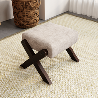 Lin ignifuge Finition bois à pores ouverts Petit tabouret en bois massif Chaise en bois chic Escabeau
