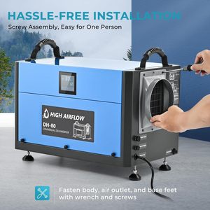 Deshumidificador Comercial EUHOMY DH-80 de 80 Pint con Alto Flujo de Aire, Azul - Product Image 6