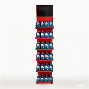 Exhibidores de Piso Metálicos Personalizados de Múltiples Niveles para Aceite Lubricante, Exhibidores de Aceite para Motor en Color Rojo para Gasolineras - Product Image 3