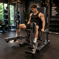 Appareil commercial pour adducteurs de la hanche et cuisses externes avec exercices pour le dos et la poitrine, à charge par plaques, pour l'entraînement du bas du corps